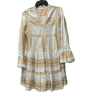PQ Swim White and Gold Coverup Size M/L